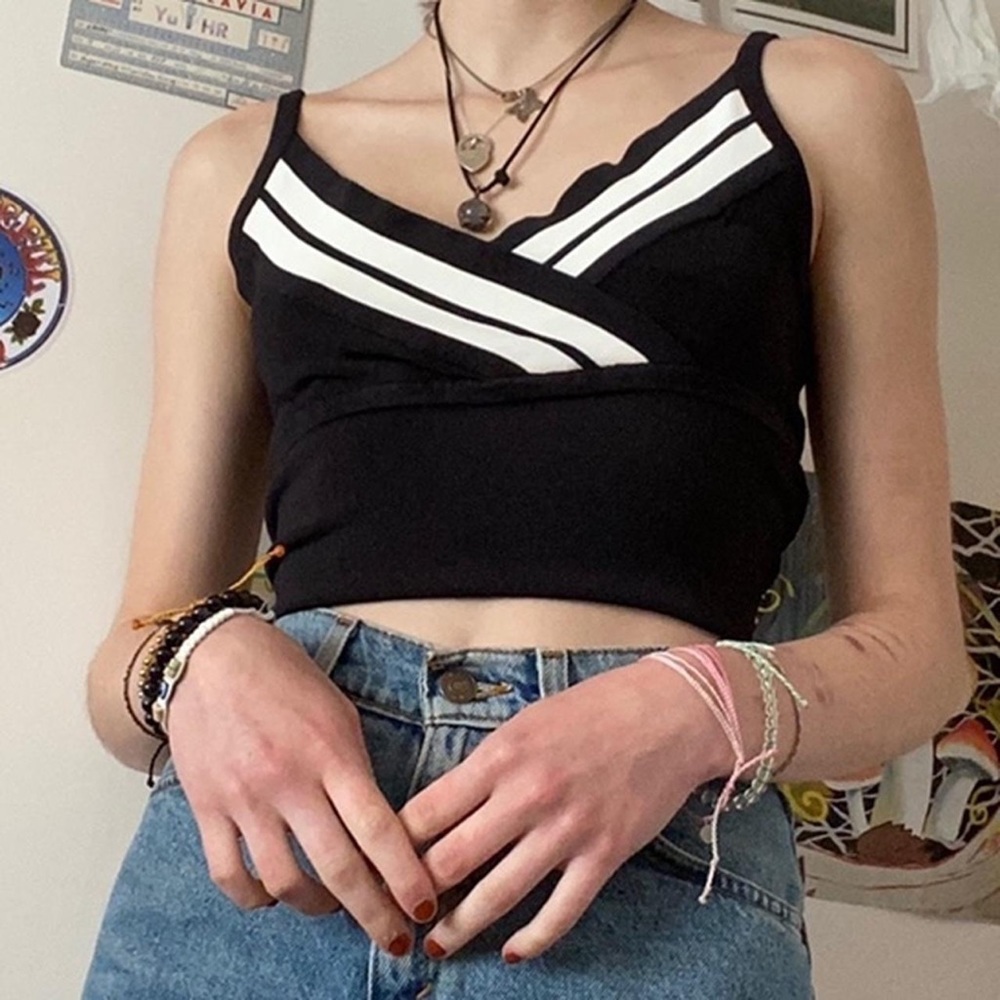 Black v-neck tank top